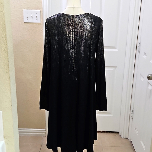 Karen Kane Elegant Black Metallic Print Maggie Dress Size Large - Picture 4 of 8